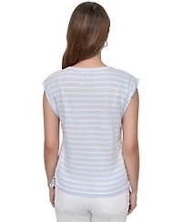 Dkny Jeans Petite Cotton Ruched Side-Tie Sleeveless Tee
