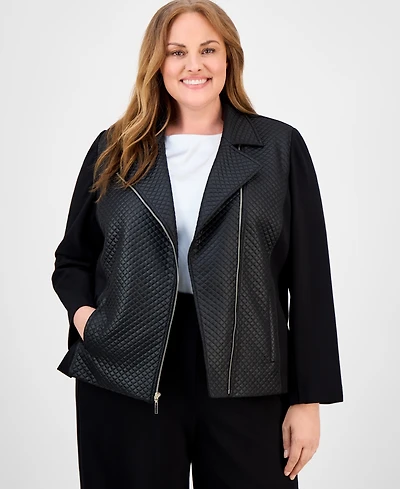 Anne Klein Plus Quilted Moto Jacket