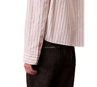 Calvin Klein Jeans Women's Stripe Boxy Cotton Crop Shirt
