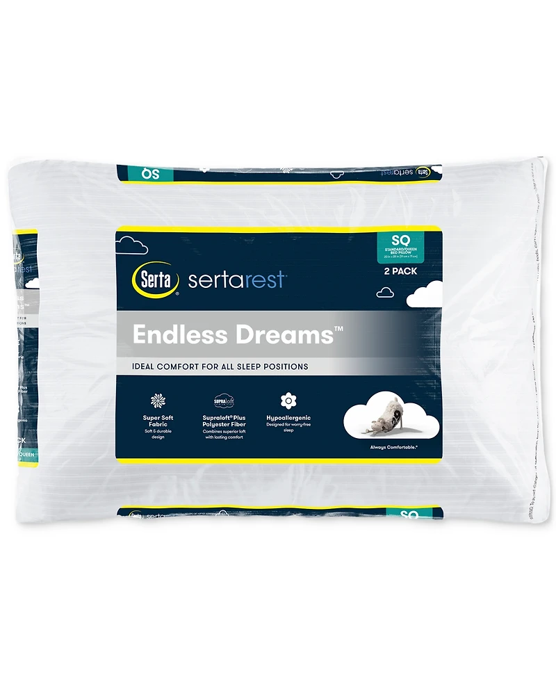 Serta Endless Dreams Pillow 2-Pack, Jumbo