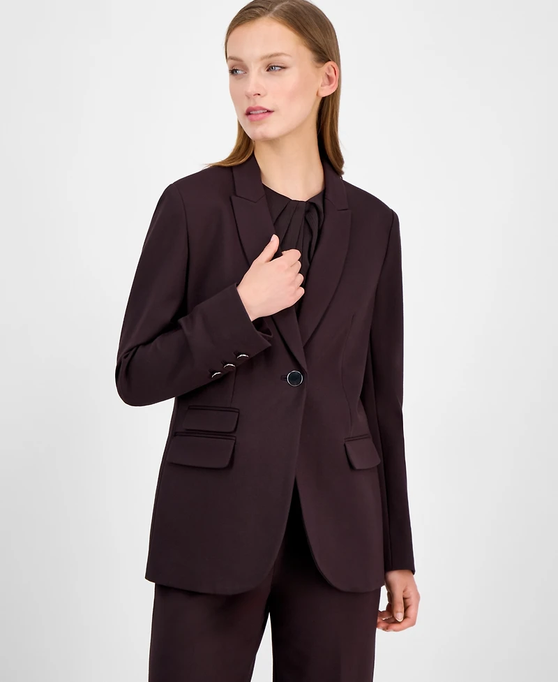 Anne Klein Women's Curved-Lapel Double-Pocket Blazer