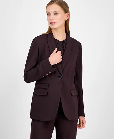 Anne Klein Women's Curved-Lapel Double-Pocket Blazer
