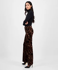 Anne Klein Women's Printed Velvet Flare-Leg Pants