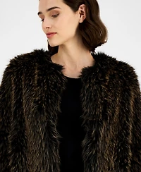 Anne Klein Petite Faux-Fur Cropped Open-Front Jacket