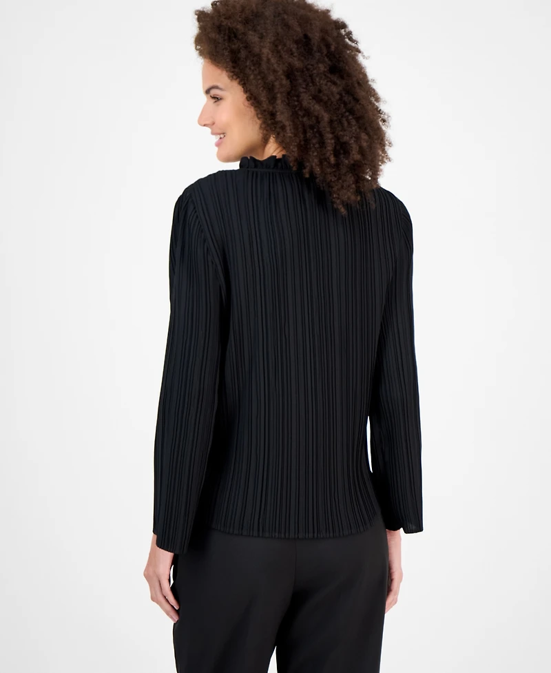 Anne Klein Women's Split-Neck Pleated Blouse
