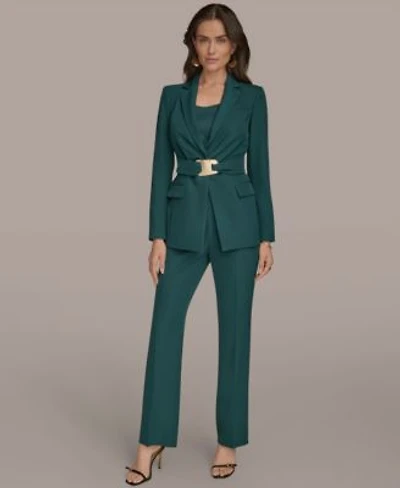 Donna Karan New York Womens Belted Hardware Jacket Straight Leg Pants