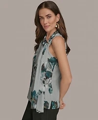 Donna Karan New York Women's Sleeveless Printed Scarf Top