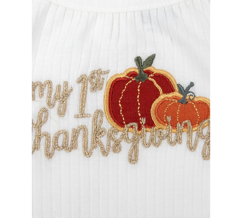 Baby Essentials My 1st Thanksgiving Bodysuit, Pants, Headband & Socks, 4 Piece Set