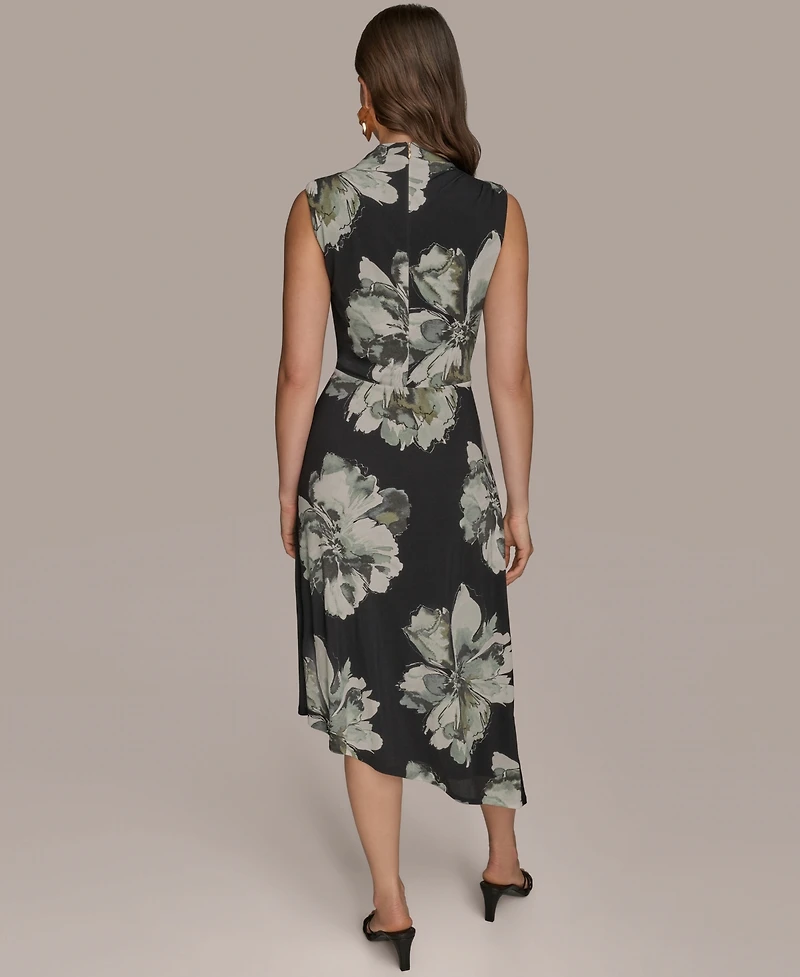 Donna Karan New York Women's Printed Sleeveless High-Neck Fit & Flare Dress