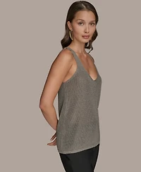 Donna Karan New York Women's Metallic V-Neck Sweater Shell