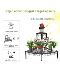 Fan-shaped 3-tier Pot Plant Stand, Stair-step Design to Accommodate More Greenery
