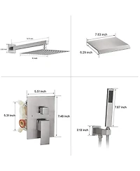 Greenspring -Spray Patterns With .5 Gpm in. Showerhead Wall Mounted Dual Shower Heads Valve Brushed Nickel