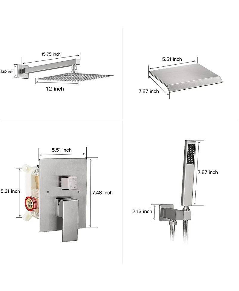 Greenspring 3-Spray Patterns With 2.5 Gpm in. Showerhead Wall Mounted Dual Shower Heads Valve Brushed Nickel
