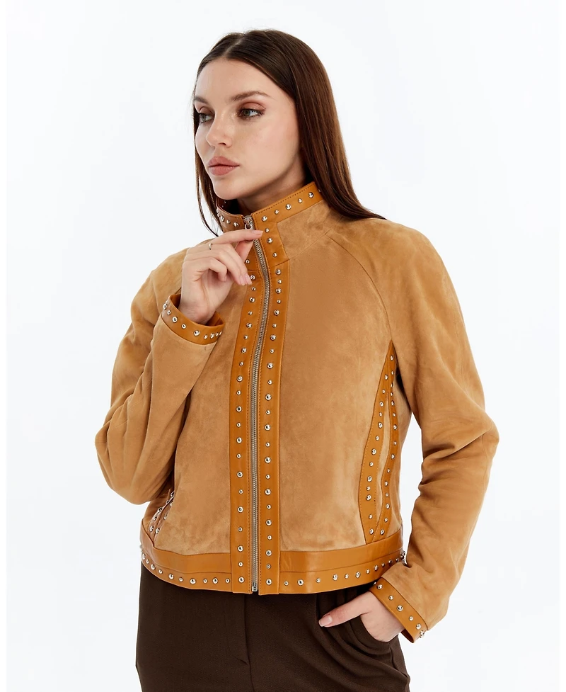 Furniq Uk Women's Suede Studded Jacket, Created for Macy's