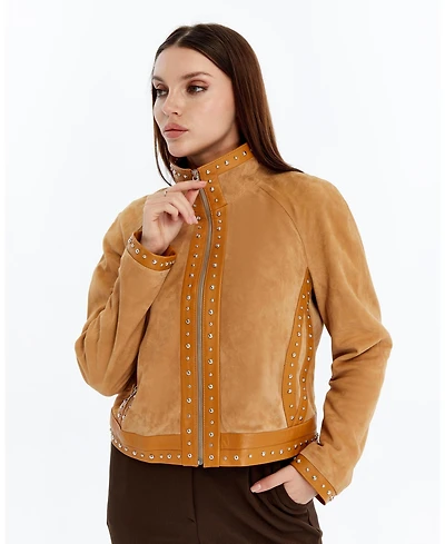 Furniq Uk Women's Suede Studded Jacket, Created for Macy's