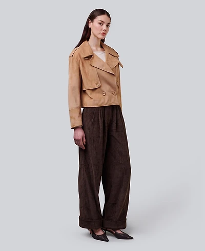 Furniq Uk Women's Suede Cropped Trench Style Jacket, Created For Macy's