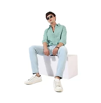 Campus Sutra Men's Solid Aqua Green Regular Fit Casual Shirt
