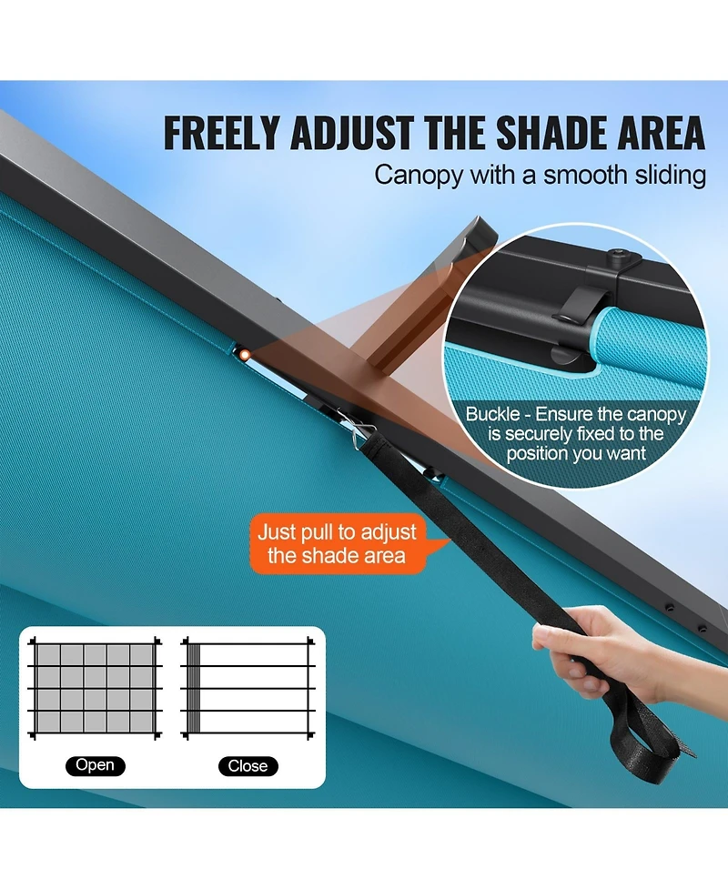 Outdoor Pergola with Adjustable Canopy Retractable Shade and Aluminum Frame