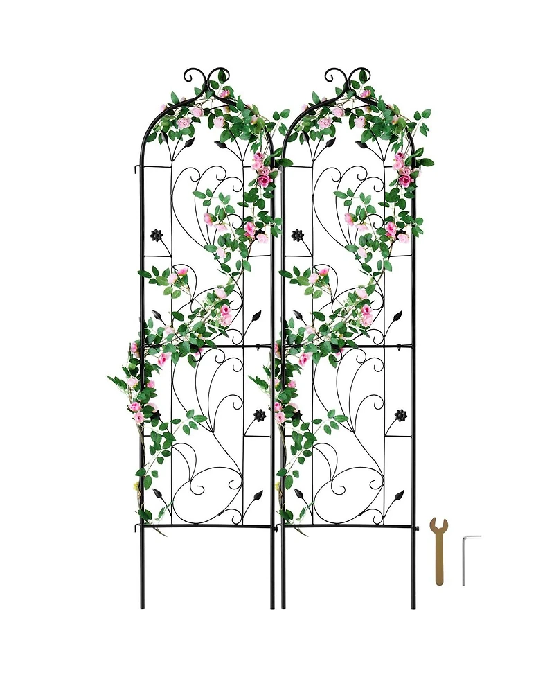 Slickblue 2 Pieces Rustproof Metal Garden Trellis for Strong Climbing Plant Support