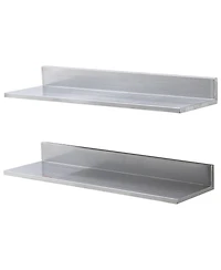 Slickblue 2 Pack Stainless Steel Wall Shelf with Backsplash 44 lbs Load for Kitchen Bar or Hotel