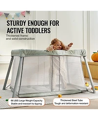 Baby Travel Crib Play Yard Folding Baby Toddler Playpen with Zipper Gate