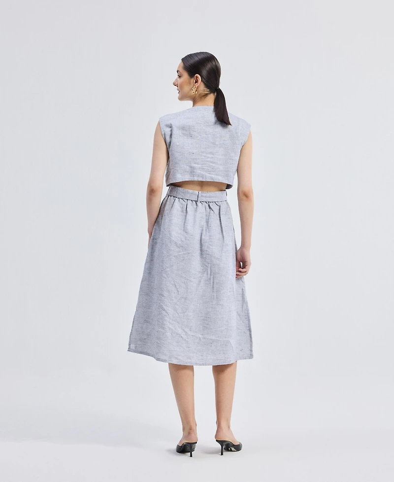 Reistor Women's Back Cut Out Linen Dress
