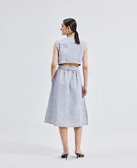 Reistor Women's Back Cut Out Linen Dress