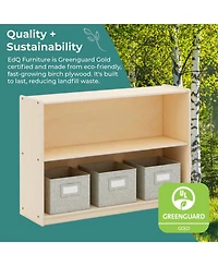 Guidecraft EdQ 2-Shelf Open Storage 30" - White: Kids' Low Wooden Bookshelf, Classroom and Playroom Furniture with Book Toy Bins