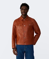 Furniq Uk Men's Leather Trucker Jacket