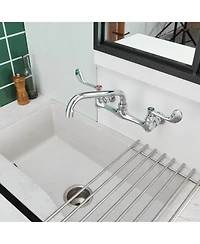 Greenspring Double Handle Wall Mount Standard Kitchen Faucet with 8 in. Swivel Spout 8 in. Center in Polished Chrome