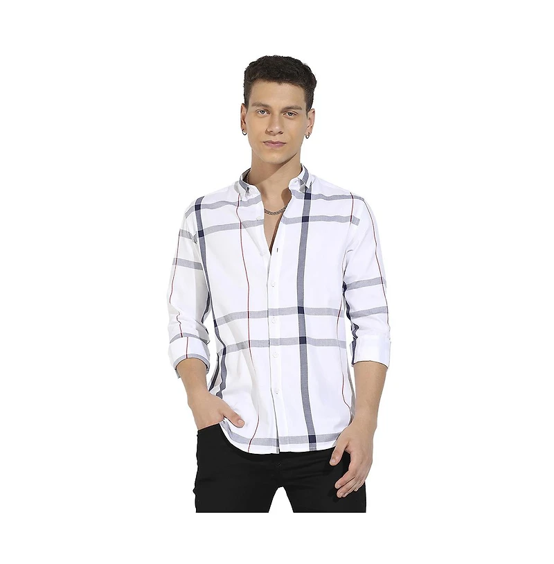 Campus Sutra Men's Tartan Plaid Button Up Shirt