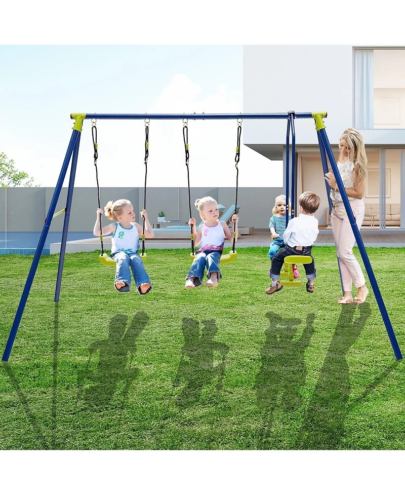 Gymax 440 lbs Swing Set 2-in-1 Kids Swing Stand w/ Two Swings & One Glider for Backyard