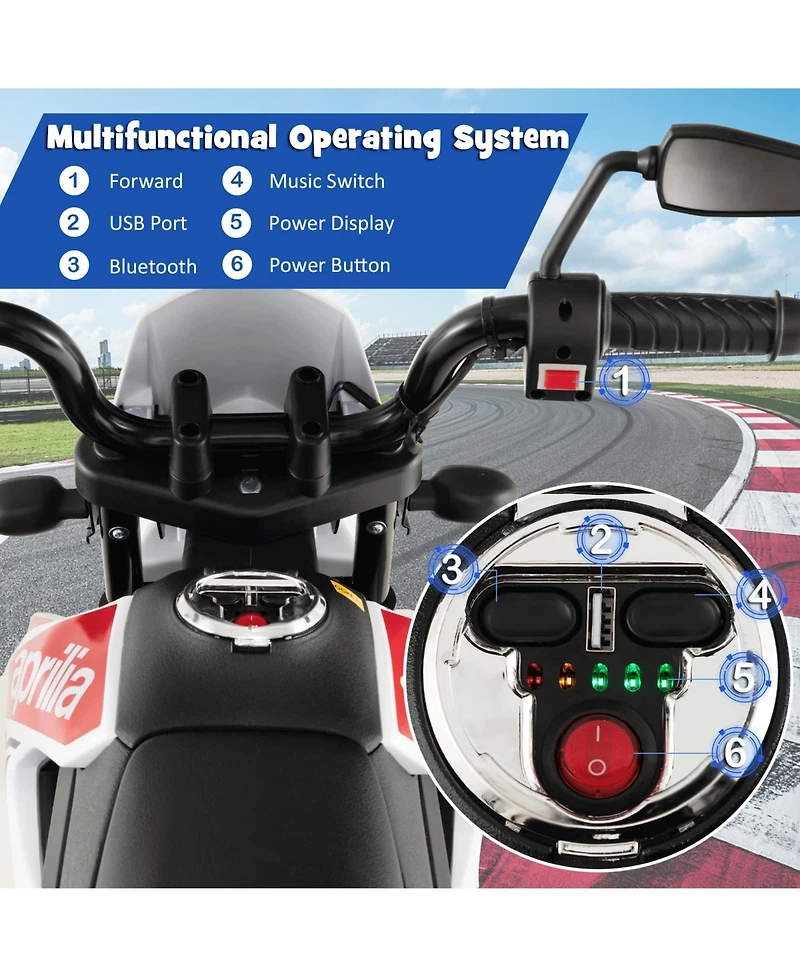 Aprilia Licensed Kids Ride On Motorcycle with 2 Training Wheels