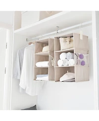 WeThinkStorage Set of 2 Attachable 3 Shelf Reinforced Hanging Closet Organizers, 50lbs Weight Capacity - Clay