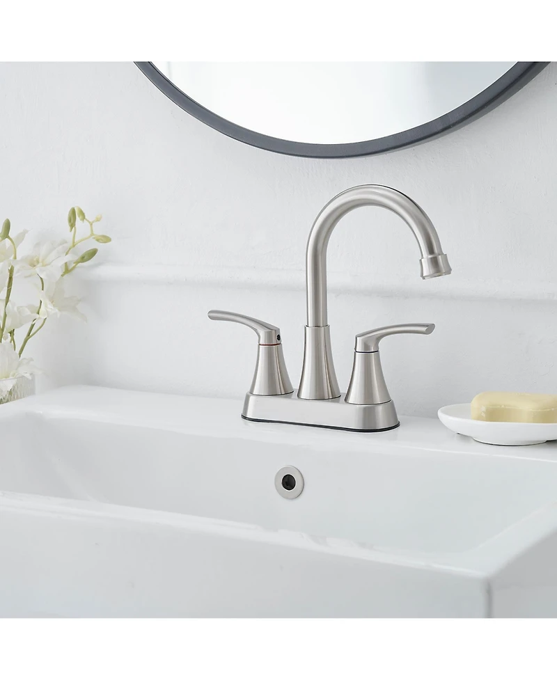 4 in. Centerset 2-Handle High-Arc Bathroom Faucet Brushed Nickel