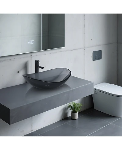 Aquaterior Bathroom Vessel Sink & Faucet Kit 8" Vanity Mixer Tap Tempered Glass