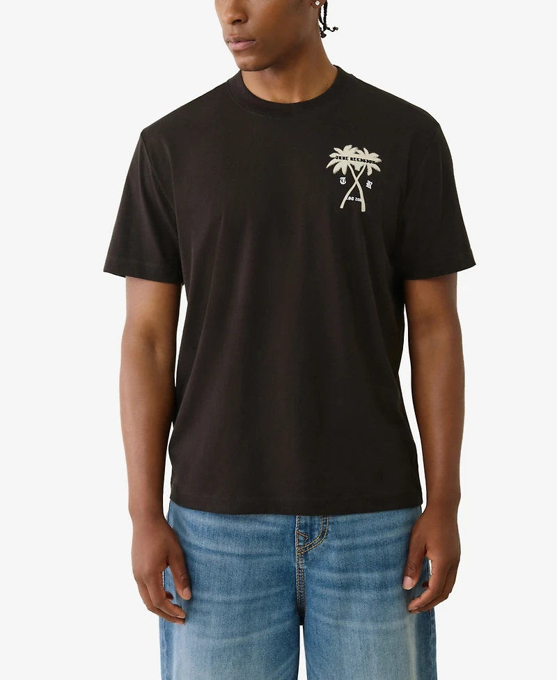 True Religion Men's Short Sleeve Palm Tree T-Shirt