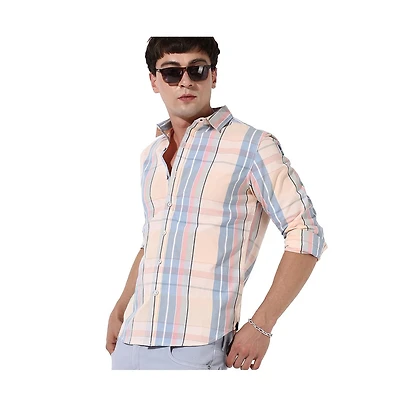 Campus Sutra Men's Cotton Plaid Button Up Shirt