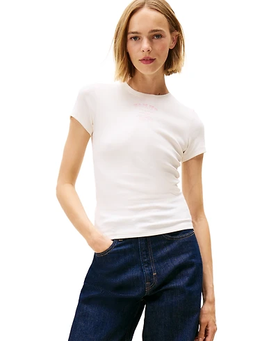 Tommy Jeans Women's Slim Western Ribbed Short-Sleeve T-Shirt