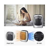 Zafro Portable Space Heater, 750W/1500W Ceramic Fan, Adjustable Thermostat, Energy-Efficient, Safe, Quiet, Quick Heating for Home & Office