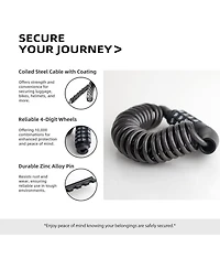 Small Combo Bike Lock Cable, Retractable Combination Cable Lock with Code, for Travel Safe Luggage, Suitcase, Scooter Ebike Bicycle Motorcycle Helmet