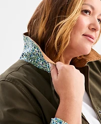Style & Co Plus Canvas Collared Utility Jacket, Macy's Exclusive
