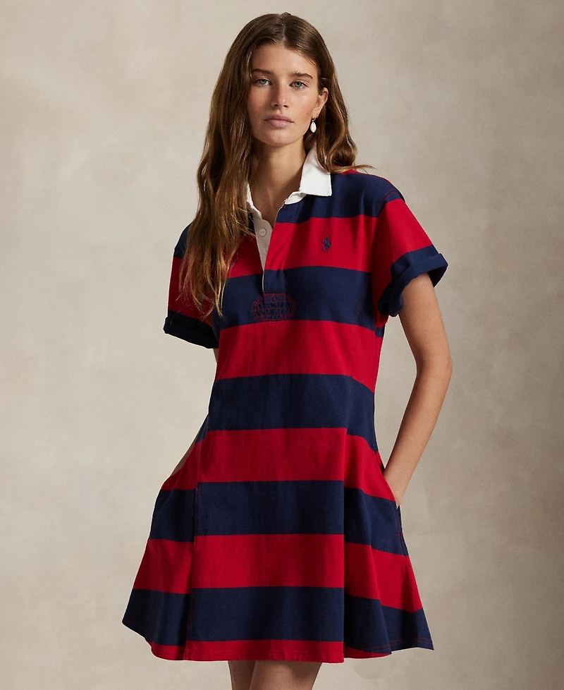 Polo Ralph Lauren Women's Striped Cotton Jersey Rugby Dress