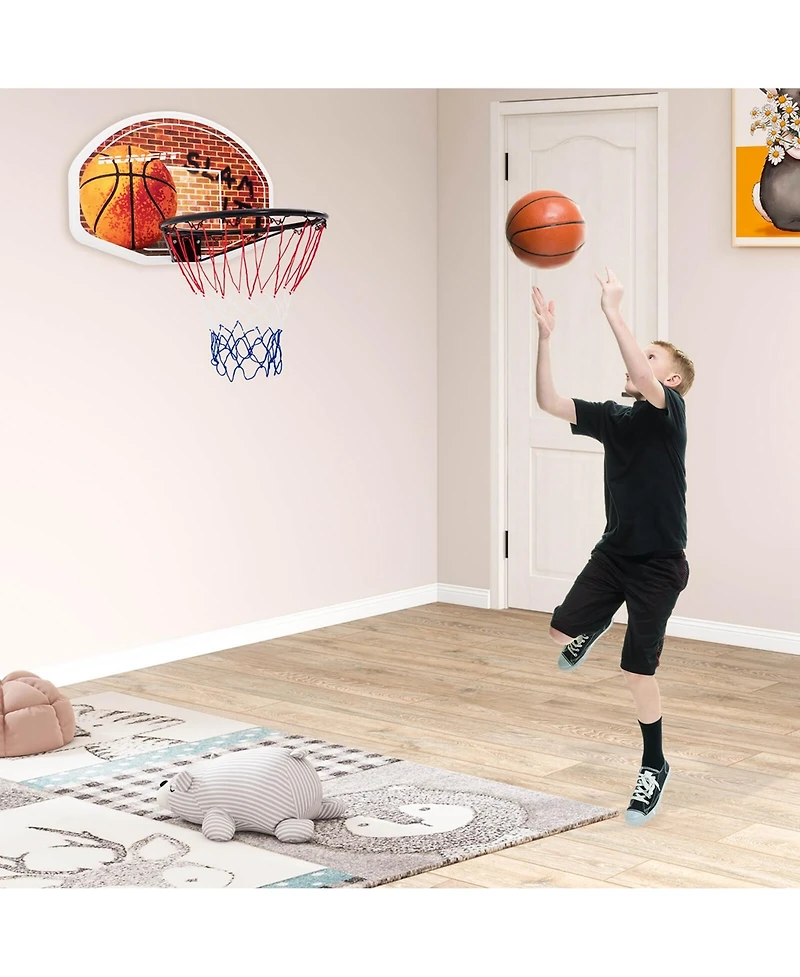 Wall Mounted Fan Backboard With 2 nets Basketball Hoop and Rim Outdoor Indoor Sports
