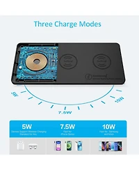 ZealSound Wireless Charging Pad Ultra-Slim Triple Charger Station for Multiple 3 Device & New Airpods Ultra Slim Pu Leather Mat W/Ac Adapter for Phone