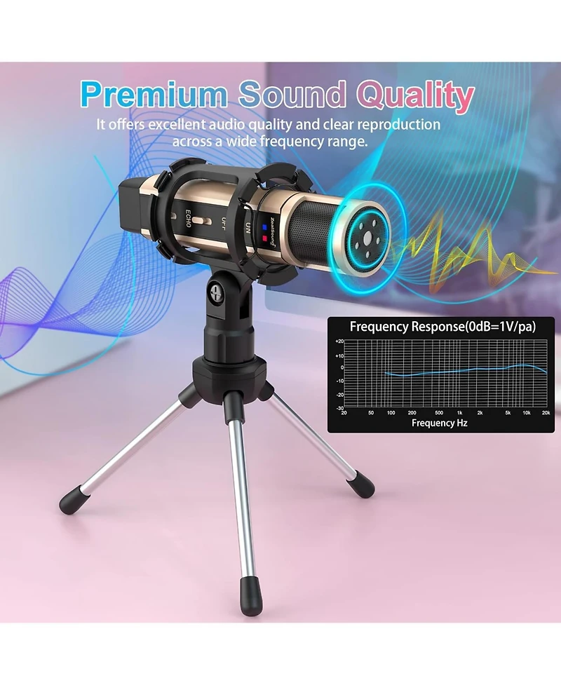 ZealSound Usb Condenser Microphone k08-2s-fba and A68 Pro Black