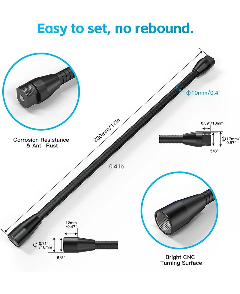 ZealSound Microphone Gooseneck Stand T13-us and T19-us Black Bundle