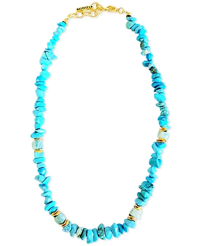 Minu Jewels Gold-Tone Turquoise & Amazonite Collar Necklace, 16" + 2" extender