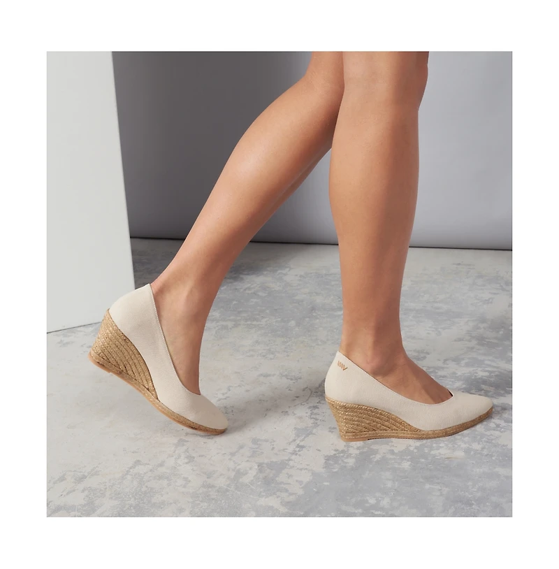 Roses Canvas V Cut Espadrille Wedges