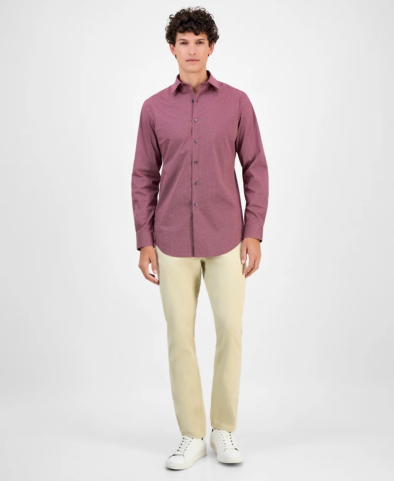Alfani Men's Slim-Fit Spots Macro Diamond Print Dress Shirt, Macy's Exclusive
